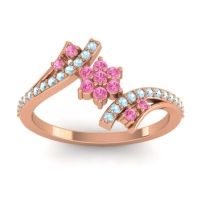 Pink Tourmaline Fashion Ring In 18K Rose Gold With Aquamarine – Anvaya Simple Ring