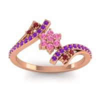 Pink Tourmaline Fashion Ring In 18K Rose Gold With Ruby And Amethyst – Anvaya Simple Ring