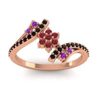 Ruby Fashion Ring In 18K Rose Gold With Amethyst And Black Onyx – Anvaya Simple Ring