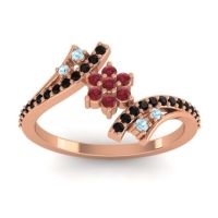 Ruby Fashion Ring In 18K Rose Gold With Aquamarine And Black Onyx – Anvaya Simple Ring