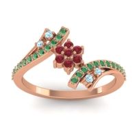 Simple Floral Pave Bypass Anvaya Ring