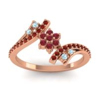 Ruby Fashion Ring In 18K Rose Gold With Aquamarine And Garnet – Anvaya Simple Ring