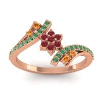 Simple Floral Pave Bypass Anvaya Ring