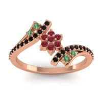 Ruby Fashion Ring In 18K Rose Gold With Emerald And Black Onyx – Anvaya Simple Ring