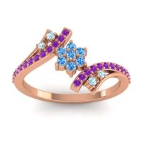 Swiss Blue Topaz Fashion Ring In 18K Rose Gold With Aquamarine And Amethyst – Anvaya Simple Ring