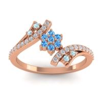 Swiss Blue Topaz Fashion Ring In 14K Rose Gold With Aquamarine And Diamond – Anvaya Simple Ring