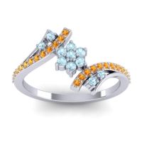 Aquamarine Fashion Ring In Palladium With Citrine – Anvaya Simple Ring