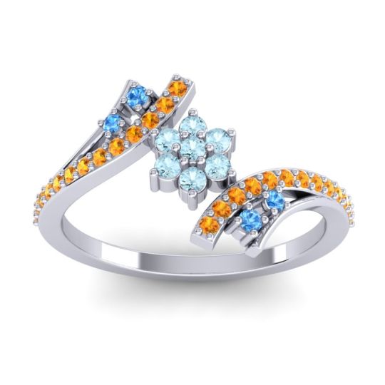 Simple Floral Pave Bypass Anvaya Ring