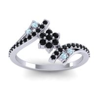 Black Onyx Fashion Ring In Palladium With Aquamarine – Anvaya Simple Ring