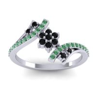 Black Onyx Fashion Ring In 14k White Gold With Emerald – Anvaya Simple Ring