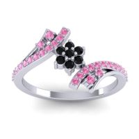 Black Onyx Fashion Ring In 18k White Gold With Pink Tourmaline – Anvaya Simple Ring