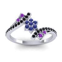 Blue Sapphire Fashion Ring In 18k White Gold With Amethyst And Black Onyx – Anvaya Simple Ring