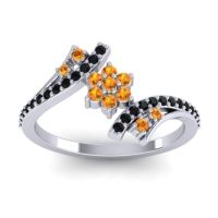 Citrine Fashion Ring In Palladium With Black Onyx – Anvaya Simple Ring