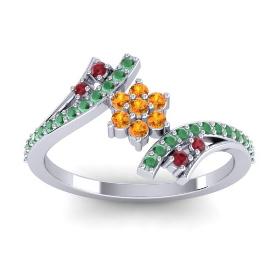 Simple Floral Pave Bypass Anvaya Ring