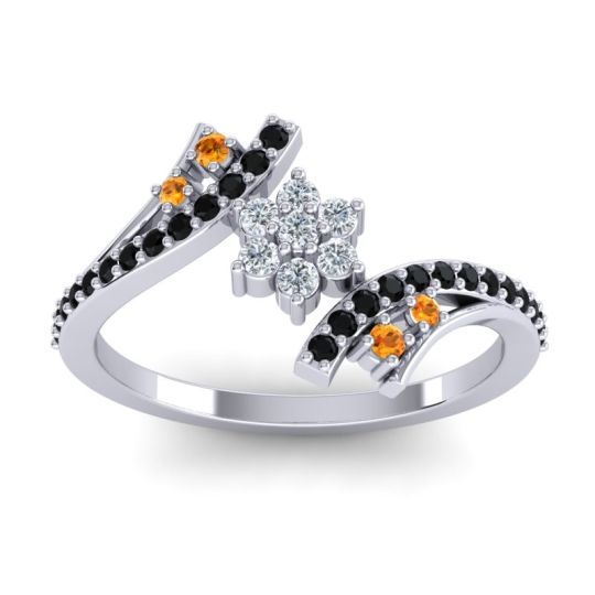 Simple Floral Pave Bypass Anvaya Ring