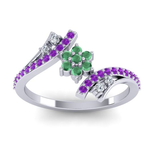 Simple Floral Pave Bypass Anvaya Ring