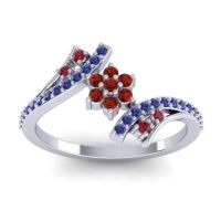 Garnet Fashion Ring In Palladium With Ruby And Blue Sapphire – Anvaya Simple Ring