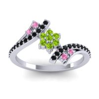 Peridot Fashion Ring In Palladium With Pink Tourmaline And Black Onyx – Anvaya Simple Ring