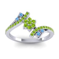 Peridot Fashion Ring In Palladium With Swiss Blue Topaz – Anvaya Simple Ring
