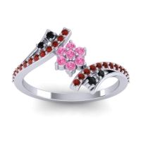 Pink Tourmaline Fashion Ring In Palladium With Black Onyx And Garnet – Anvaya Simple Ring