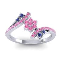 Pink Tourmaline Fashion Ring In Palladium With Blue Sapphire – Anvaya Simple Ring