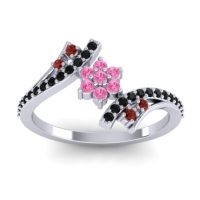 Pink Tourmaline Fashion Ring In Platinum With Garnet And Black Onyx – Anvaya Simple Ring