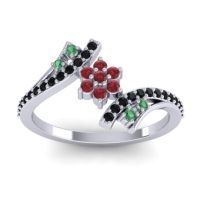 Ruby Fashion Ring In 18k White Gold With Emerald And Black Onyx – Anvaya Simple Ring