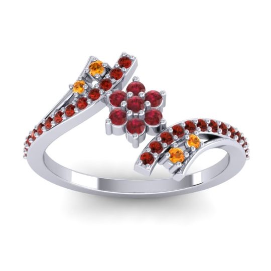 Simple Floral Pave Bypass Anvaya Ring