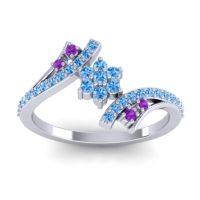 Swiss Blue Topaz Fashion Ring In Platinum With Amethyst – Anvaya Simple Ring