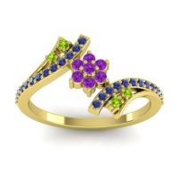 Amethyst Fashion Ring In 18k Yellow Gold With Peridot And Blue Sapphire – Anvaya Simple Ring