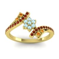 Aquamarine Fashion Ring In 18k Yellow Gold With Citrine And Garnet – Anvaya Simple Ring