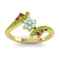 Aquamarine Fashion Ring In 18k Yellow Gold With Ruby And Peridot – Anvaya Simple Ring