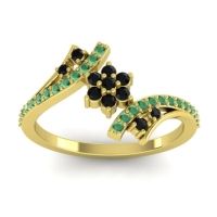 Black Onyx Fashion Ring In 14k Yellow Gold With Emerald – Anvaya Simple Ring