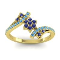 Blue Sapphire Fashion Ring In 18k Yellow Gold With Swiss Blue Topaz – Anvaya Simple Ring