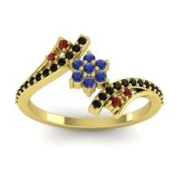 Blue Sapphire Fashion Ring In 18k Yellow Gold With Garnet And Black Onyx – Anvaya Simple Ring