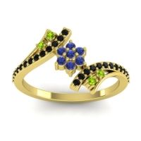 Blue Sapphire Fashion Ring In 18k Yellow Gold With Peridot And Black Onyx – Anvaya Simple Ring