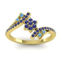 Blue Sapphire Fashion Ring In 18k Yellow Gold With Swiss Blue Topaz – Anvaya Simple Ring