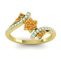 Citrine Fashion Ring In 18k Yellow Gold With Aquamarine – Anvaya Simple Ring