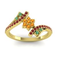 Citrine Fashion Ring In 18k Yellow Gold With Emerald And Ruby – Anvaya Simple Ring