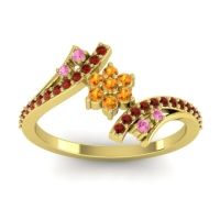 Citrine Fashion Ring In 18k Yellow Gold With Pink Tourmaline And Garnet – Anvaya Simple Ring