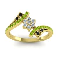 Diamond Fashion Ring In 18k Yellow Gold With Black Onyx And Peridot – Anvaya Simple Ring