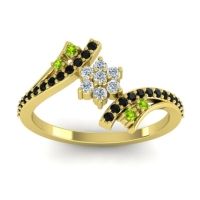 Diamond Fashion Ring In 18k Yellow Gold With Peridot And Black Onyx – Anvaya Simple Ring