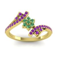 Emerald Fashion Ring In 14k Yellow Gold With Amethyst – Anvaya Simple Ring
