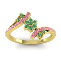 Emerald Fashion Ring In 14k Yellow Gold With Pink Tourmaline – Anvaya Simple Ring