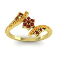 Garnet Fashion Ring In 18k Yellow Gold With Citrine – Anvaya Simple Ring