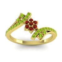 Garnet Fashion Ring In 18k Yellow Gold With Peridot – Anvaya Simple Ring