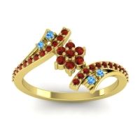 Garnet Fashion Ring In 18k Yellow Gold With Swiss Blue Topaz – Anvaya Simple Ring