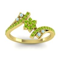 Peridot Fashion Ring In 18k Yellow Gold With Aquamarine – Anvaya Simple Ring