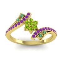 Peridot Fashion Ring In 18k Yellow Gold With Emerald And Amethyst – Anvaya Simple Ring