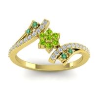 Peridot Fashion Ring In 14k Yellow Gold With Emerald And Diamond – Anvaya Simple Ring